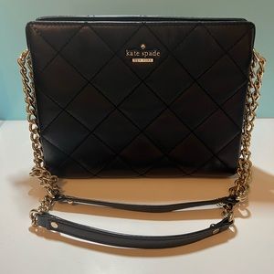 Kate Spade black quilted leather bag with chain straps.